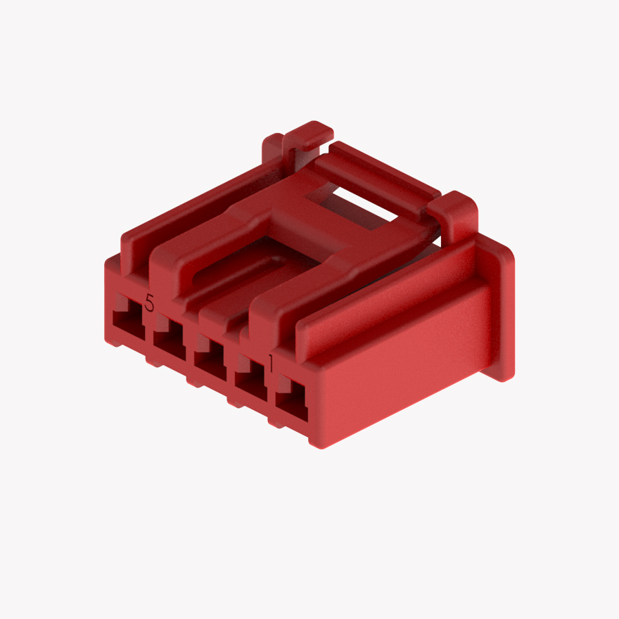 020 Small Blistering Less 5Pin Female Connector Red