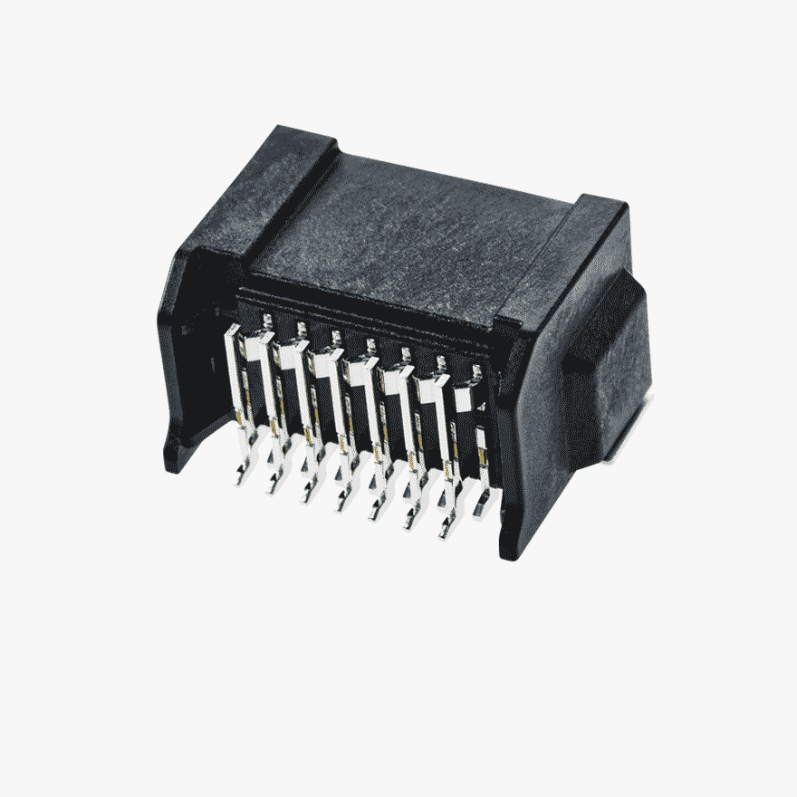 020 Double Lock Two Row 14Pin Male Connector Horizontal Black SMT