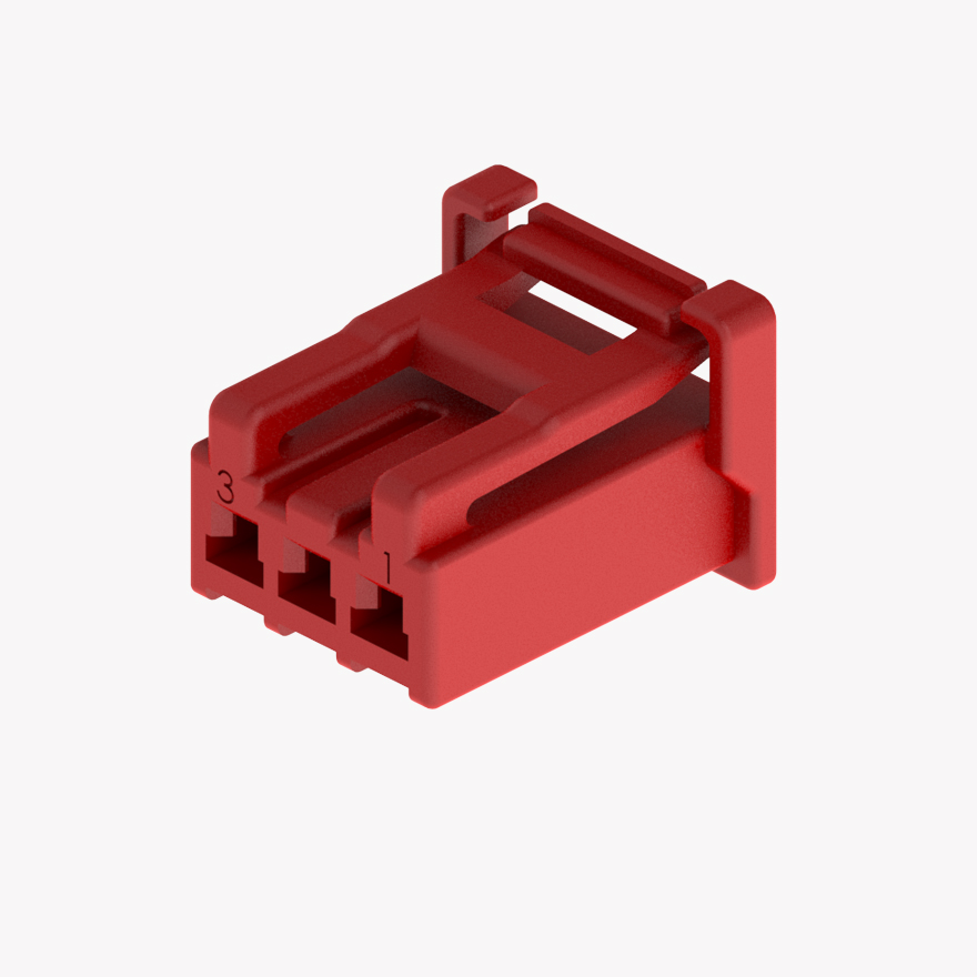 020 Small Blistering Less 3Pin Female Connector Red