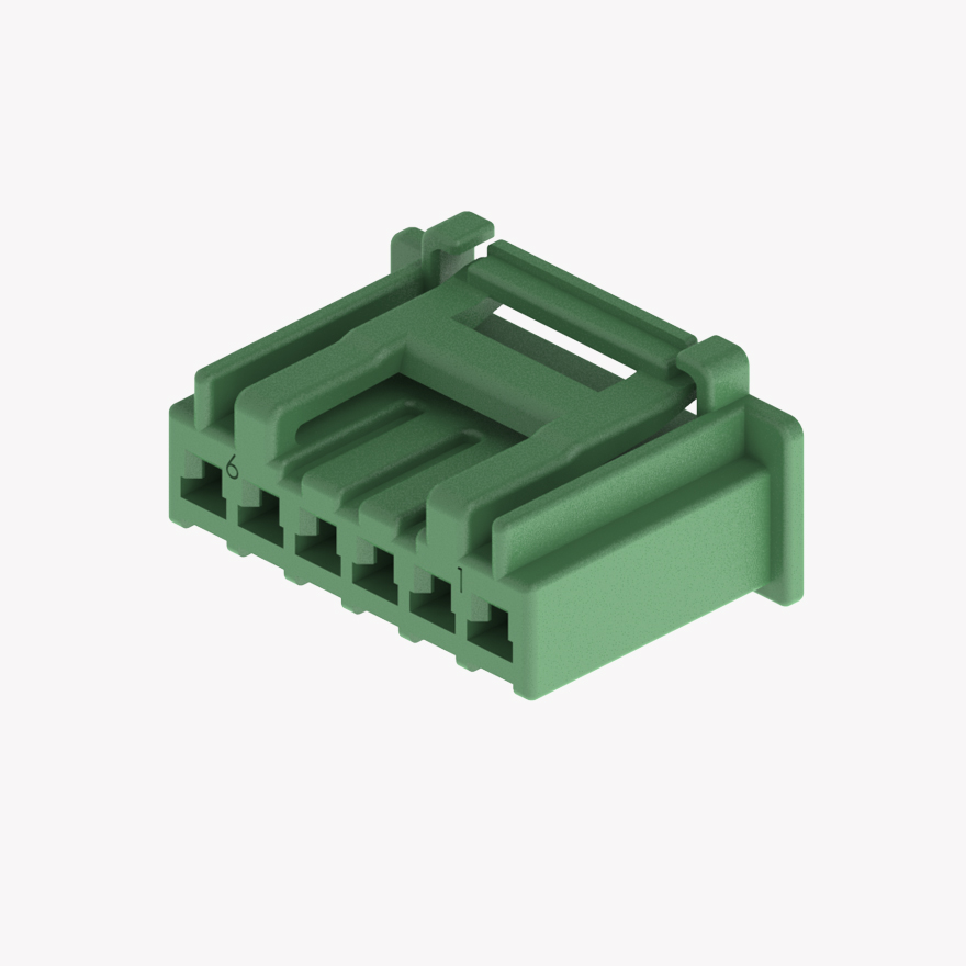 020 Small Blistering Less 6Pin Female Connector Green