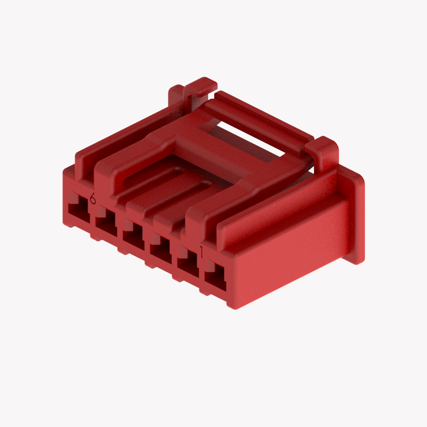 020 Small Blistering Less 6Pin Female Connector Red