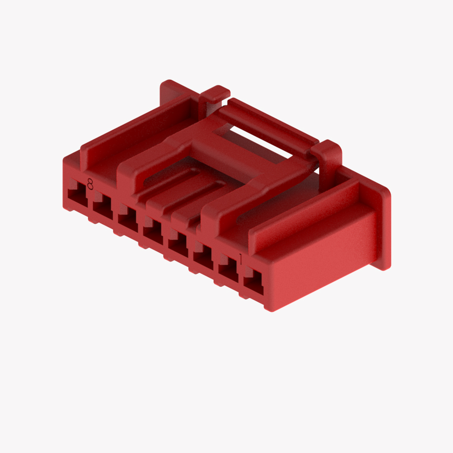 020 Small Blistering Less 8Pin Female Connector Red