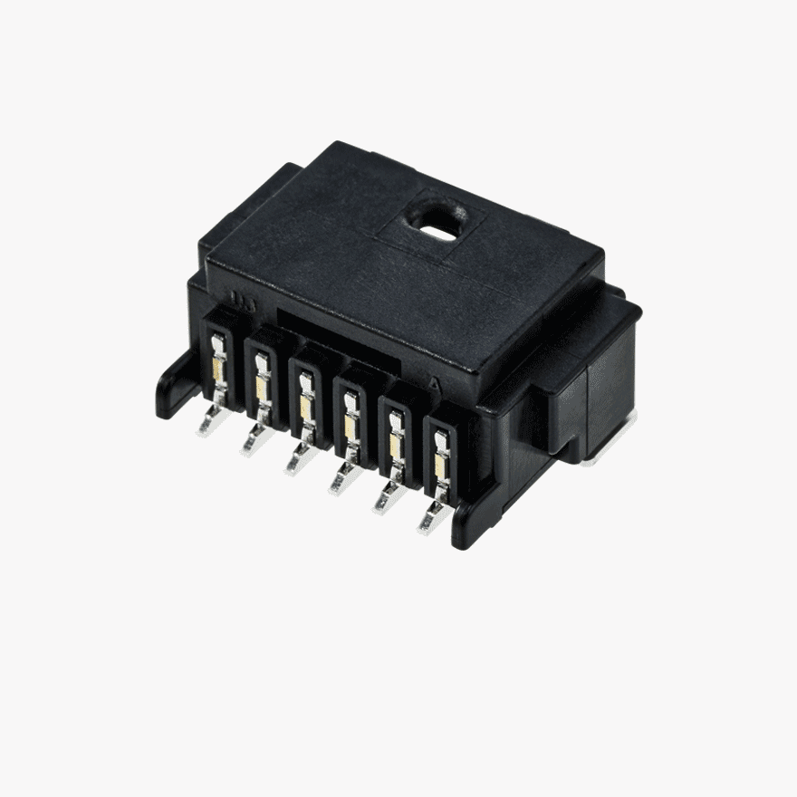 020 Small Blistering Less 6Pin Male Connector Horizontal Black SMT type