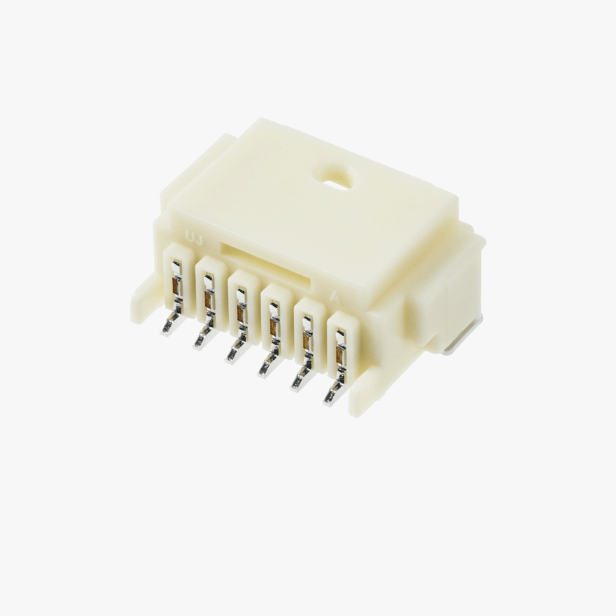 020 Small Blistering Less 6Pin Male Connector Horizontal Natural SMT type