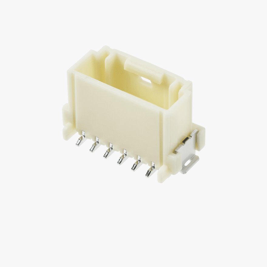 020 Small Blistering Less 6Pin Male Connector Vertical Natural SMT type