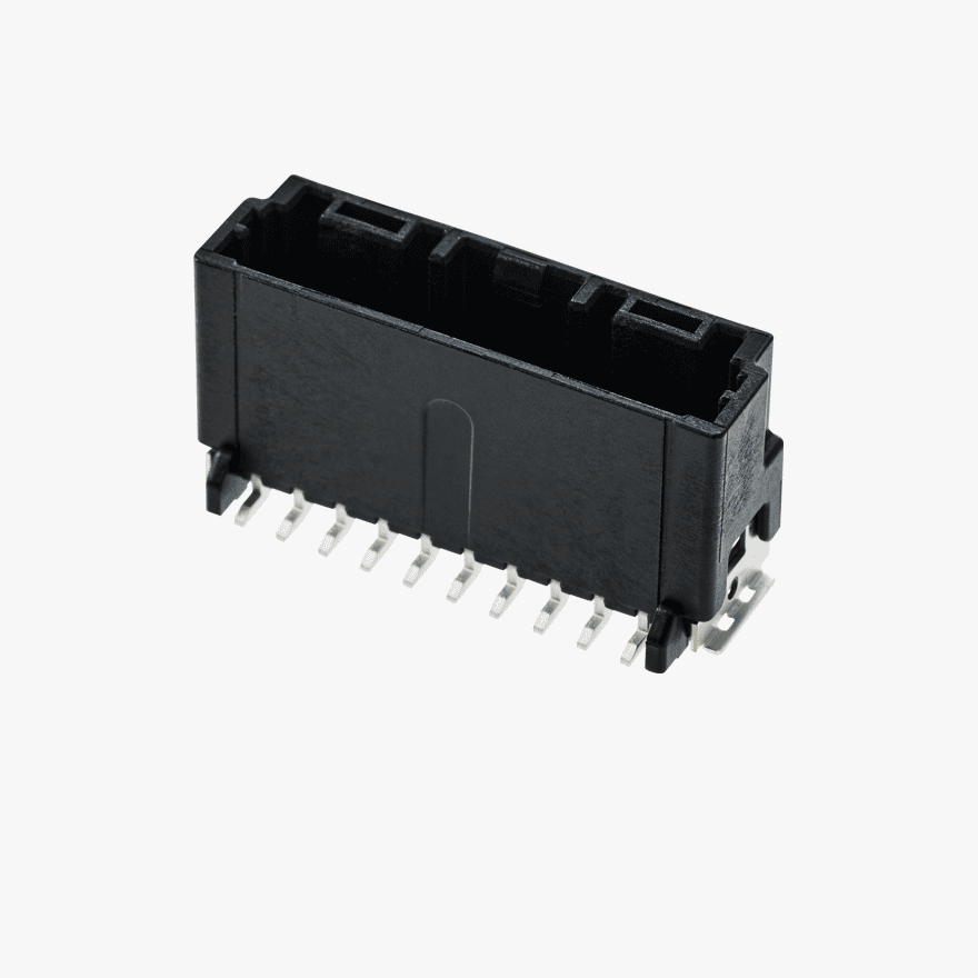 020 Double Lock 10Pin Male Connector Vertical Black SMT type