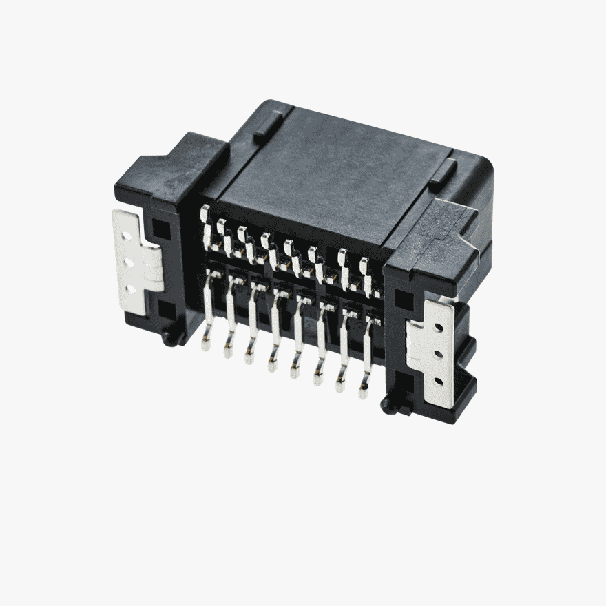 025 Two Row 16Pin Male Connector Vertical Black SMT type