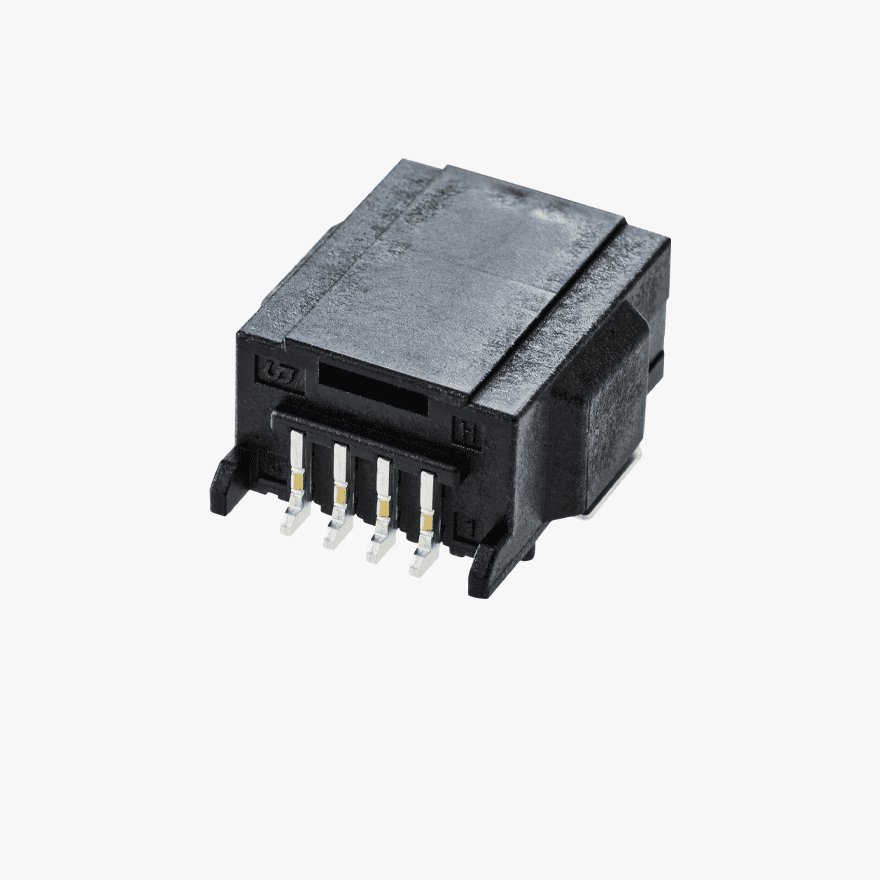 025 Double Lock 4Pin Male Connector Horizontal Black SMT type