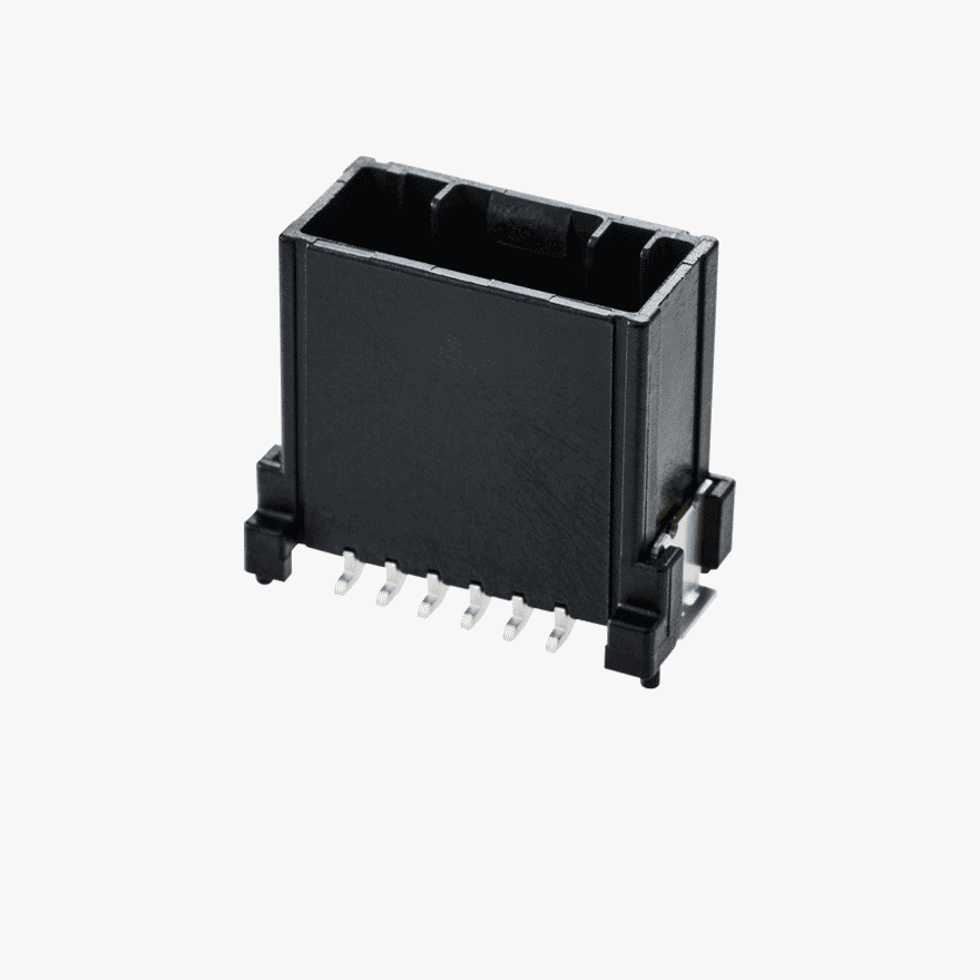 025 Double Lock 6Pin Male Connector Vertical Black SMT type
