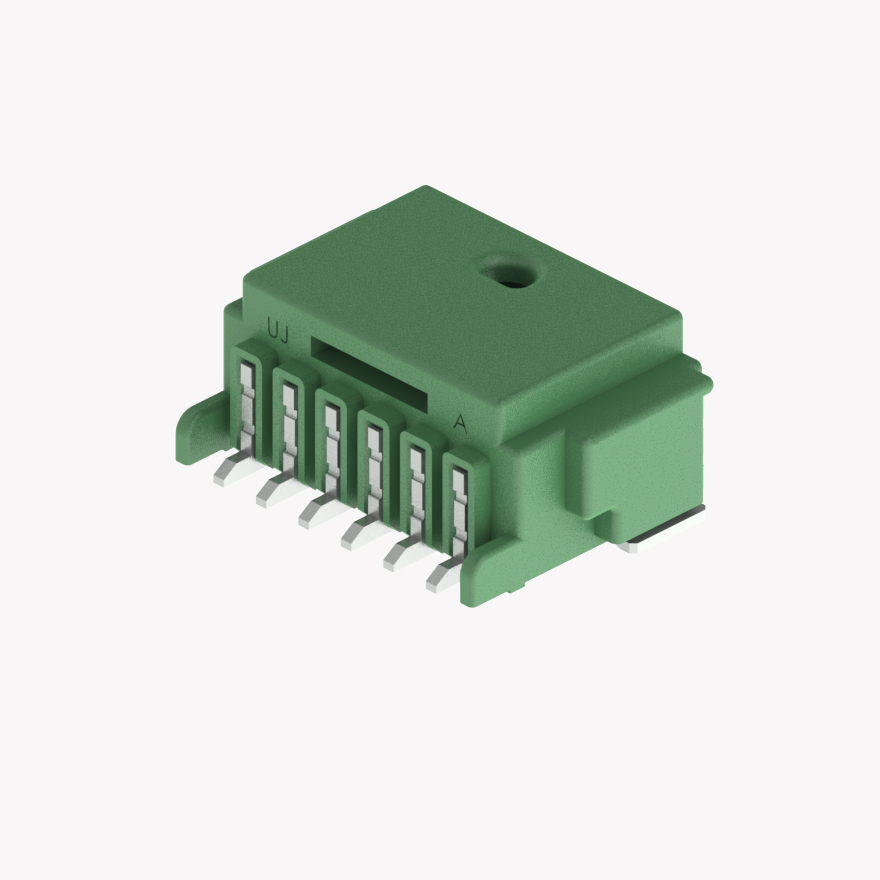 020 Small Blistering Less 6Pin Male Connector Horizontal Green SMT type