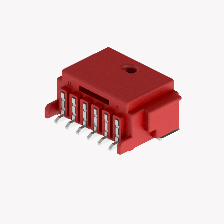 020 Small Blistering Less 6Pin Male Connector Horizontal Red SMT type