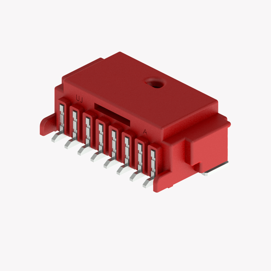 020 Small Blistering Less 8Pin Male Connector Horizontal Red SMT type