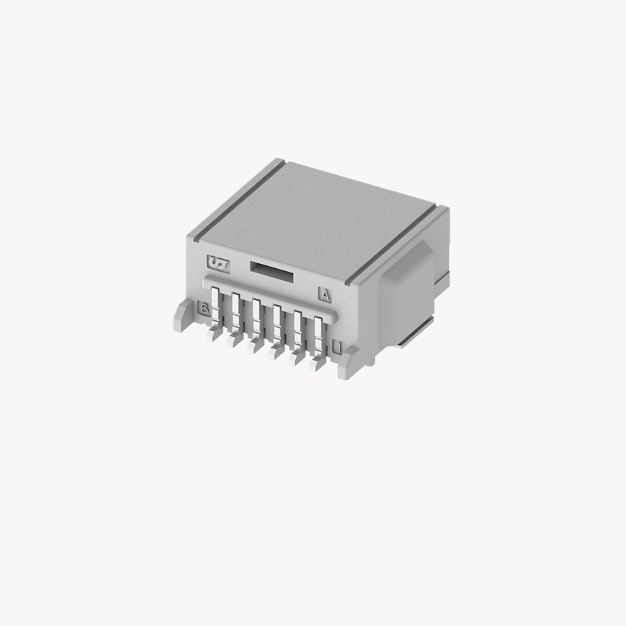 025 Double Lock 6Pin Male Connector Horizontal Natural SMT type