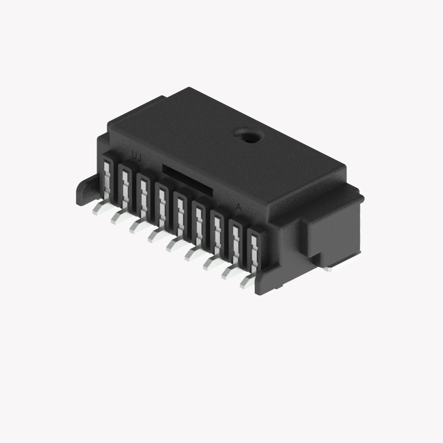 020 Small Blistering Less 9Pin Male Connector Horizontal Black SMT type AU Terminal