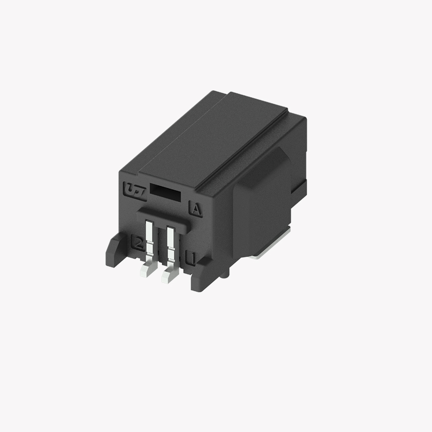 025 Double Lock 2Pin Male Connector Horizontal Black SMT type