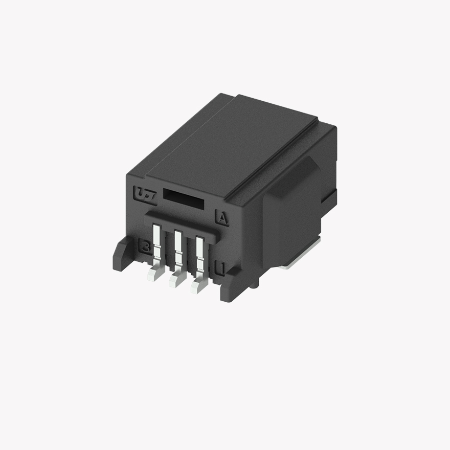 025 Double Lock 3Pin Male Connector Horizontal Black SMT type