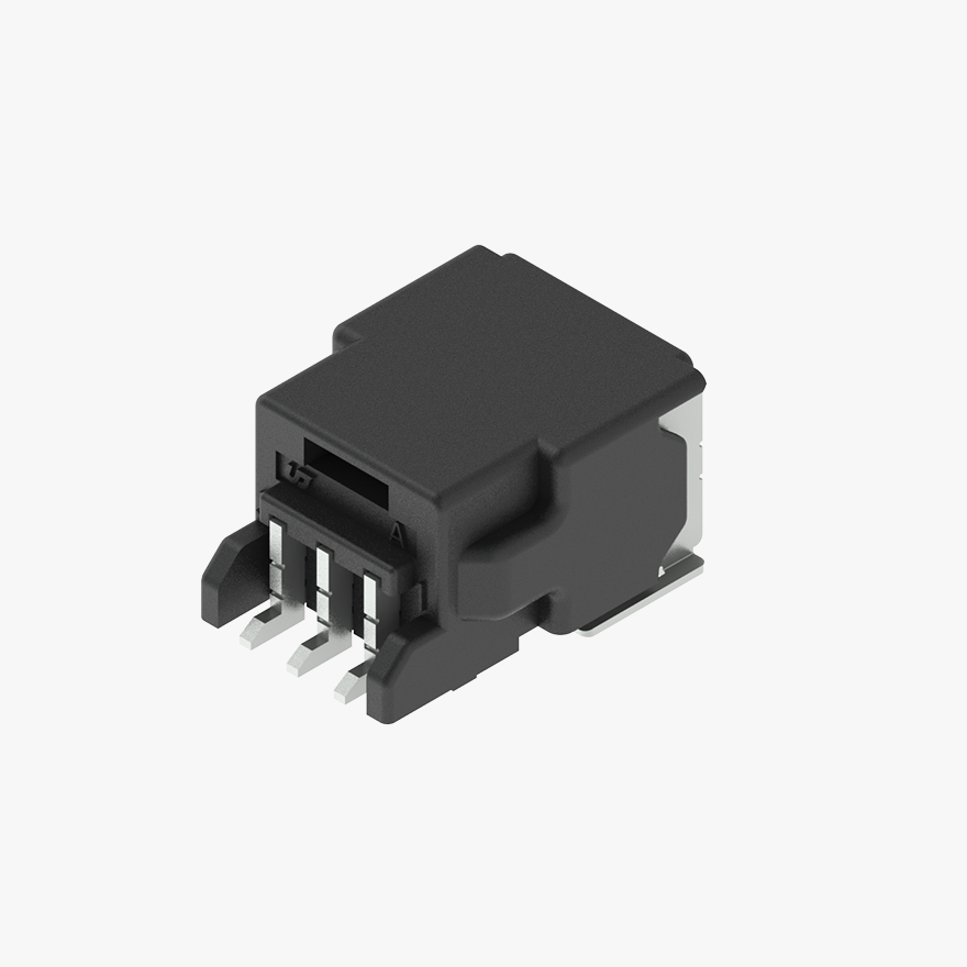 020 3Pin Male Connector Horizontal Black SMT type