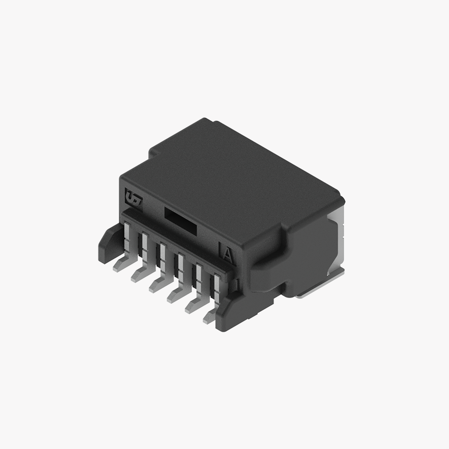 020 6Pin Male Connector Horizontal Black SMT type