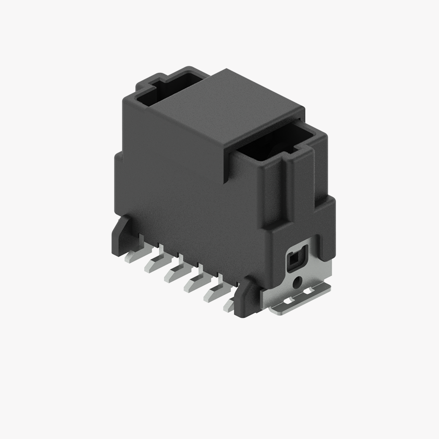 020 6Pin Male Connector Vertical Black SMT type